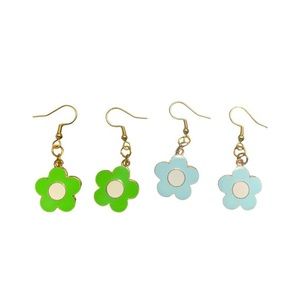 Blue and green flower mini earrings ✨